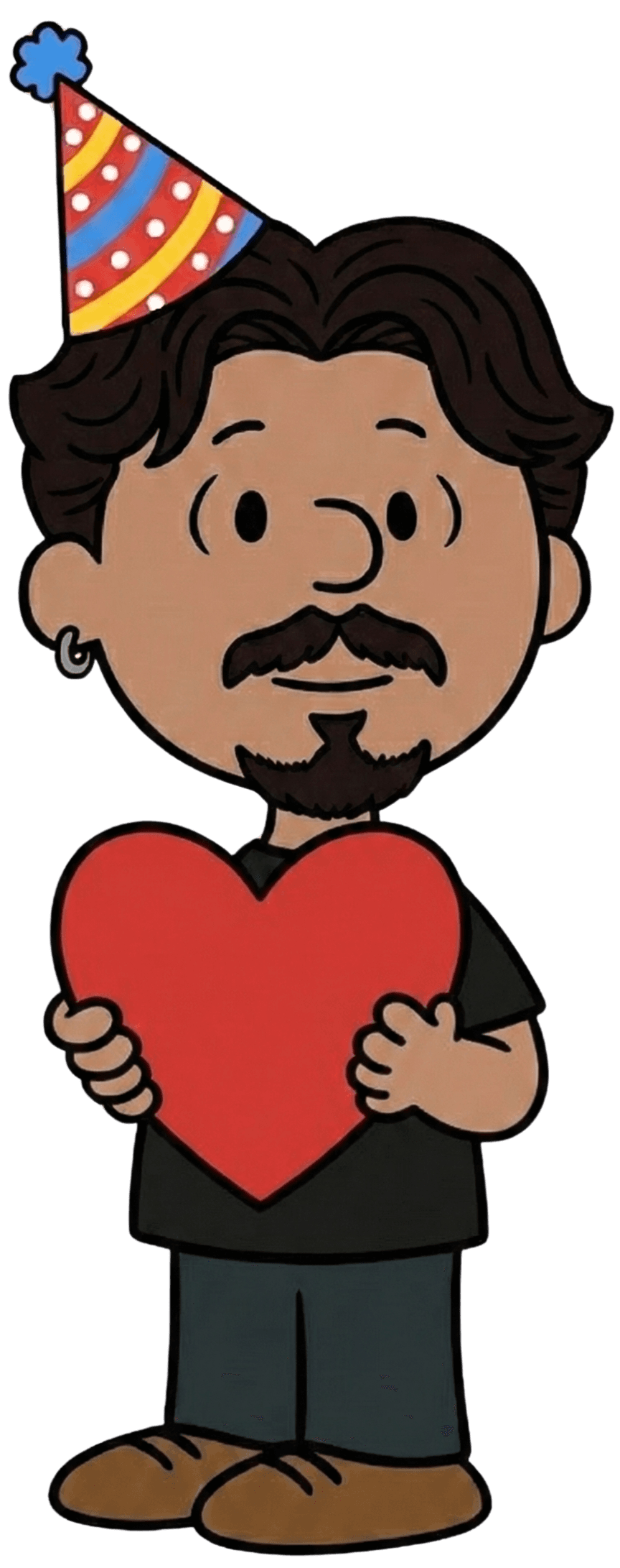 João em estilo Snoopy segurando um coração